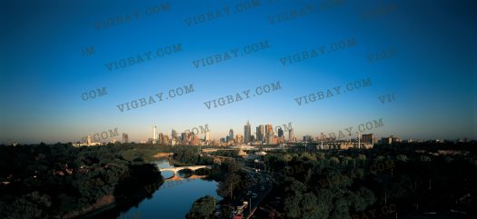 Melbourne Australia skyline along Yarra River at dawn, Melbourne